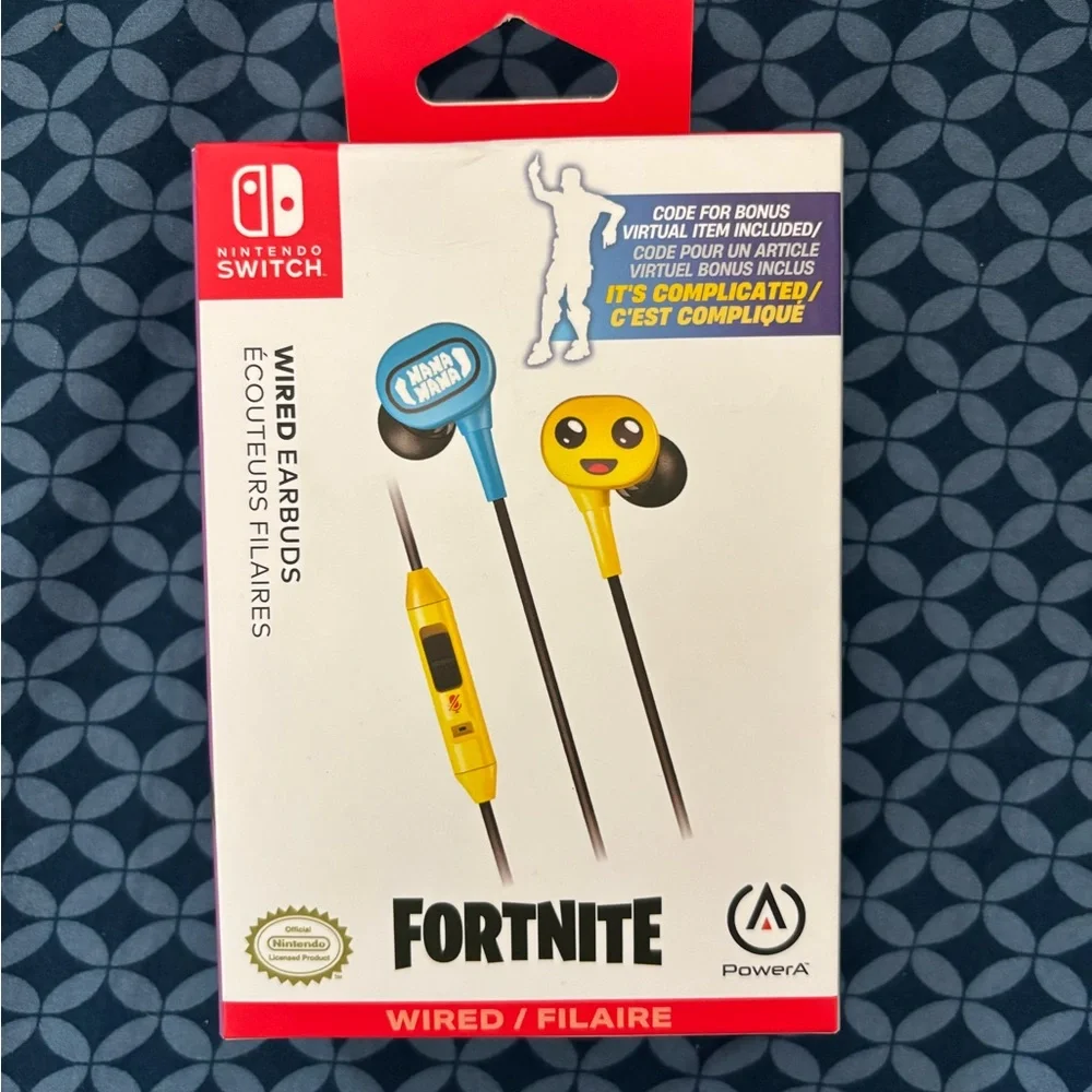 NIB Fortnite Wired Earbuds for Nintendo Switch - Blue & Yellow